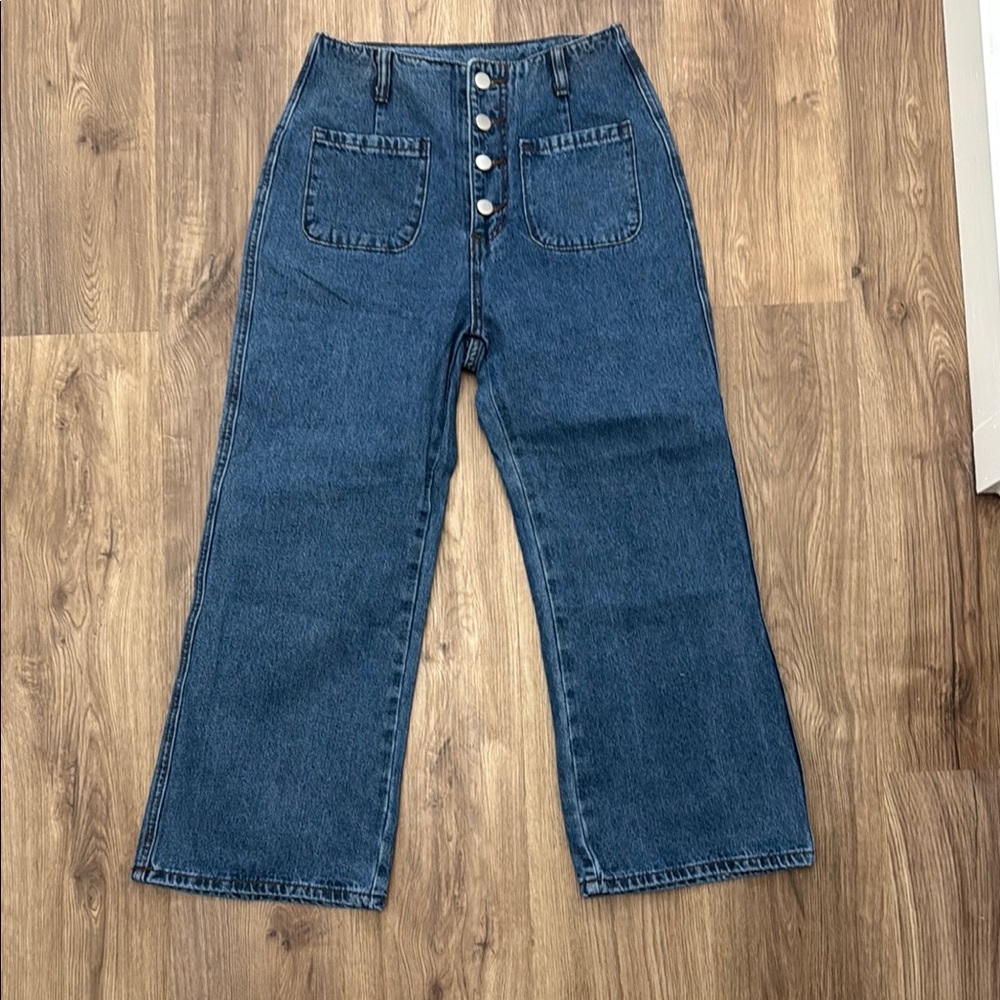 NWOT Sidefeel Wide Straight Leg Jeans Buttoned with Pocket. Size S